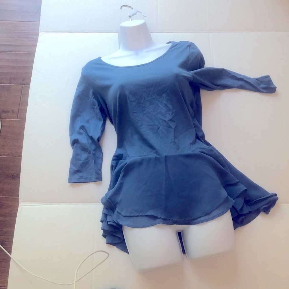 Peruvian connection pima cotton top tunic with chiffon bottom